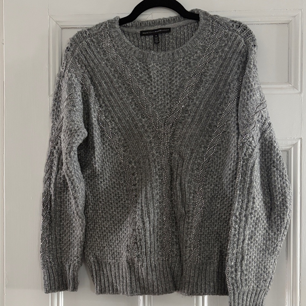 White House Black Market Gray Chunky Knit Sweater